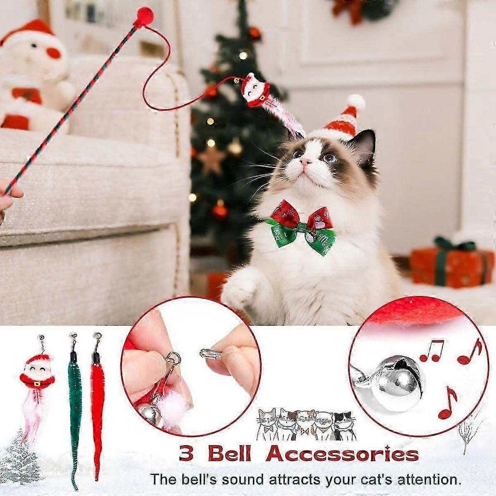Advent Calendar Cat Christmas Advent Calendar 2025 Cat Christmas Gift Toy Cats Interactive Fishing Rod Feather Toys Mouse Plush Balls Necklaces