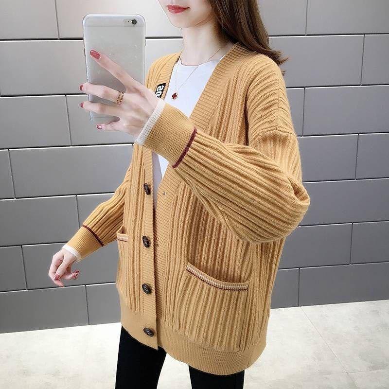 Вязаный кардиган, свитер, куртка, женская сетка, красный ленивый ветер, свободный топ, осенняя женская мода, корейская версия