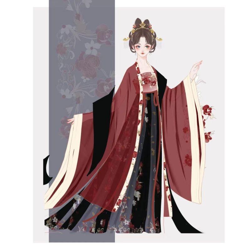 Китайский стиль династии Тан, платье HE ZI, женский костюм Hanfu, повседневный костюм с вышивкой