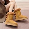 Bow Round Toe Half High Snow Boots for Women Winter Plush Warm Chunky Woman Shoes 2025 Novelty Designer Luxury Footwear