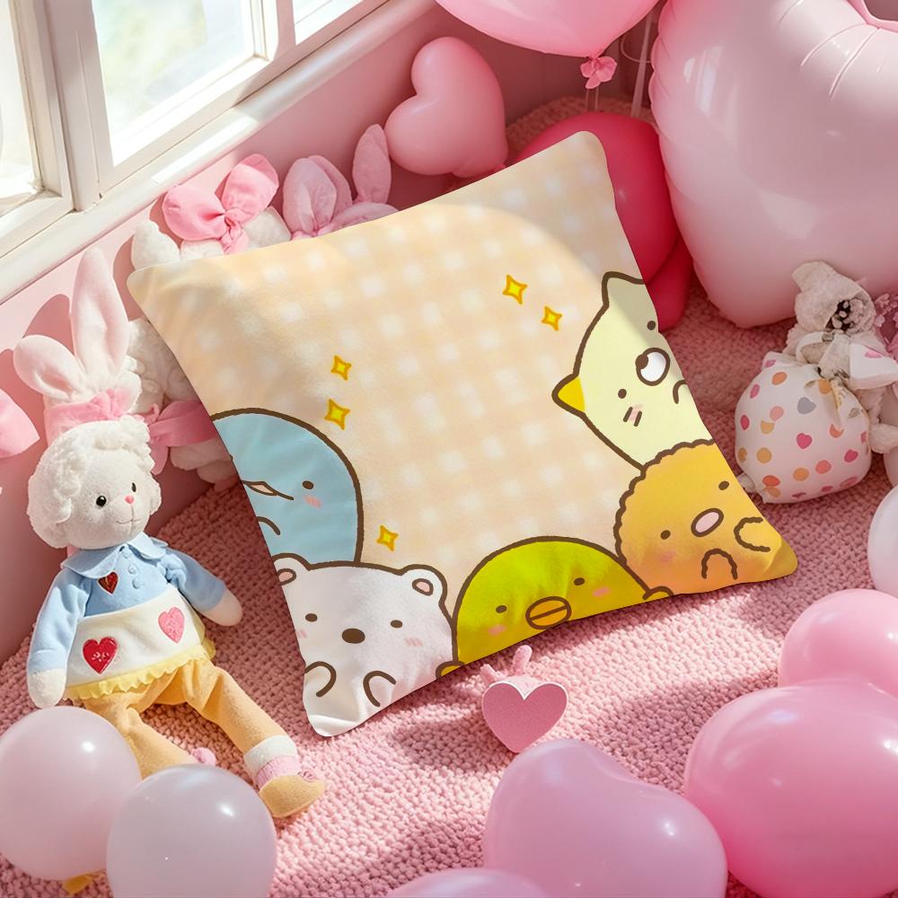 S-Sumikko Gurashi Изысканная Наволочка Мягкая Плюшевая Ткань Двусторонняя Печатная Наволочка для Подушки Теплая Зимняя Подушка для Дивана