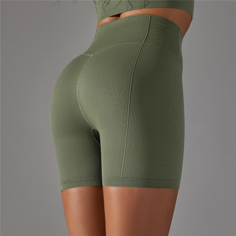 Nessaj Бесшовные вязаные шорты для йоги с высокой талией, дышащие быстросохнущие шорты для фитнеса, бега, йоги