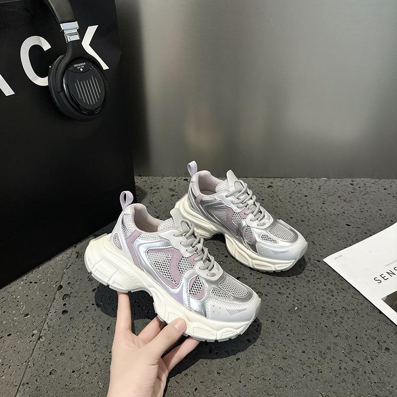 Chunky Sneakers Fashion Mesh Breathable Shoes Women Sports Running 5CM Chunky Sneakers Breathable Leisure Casual Sports Shoes