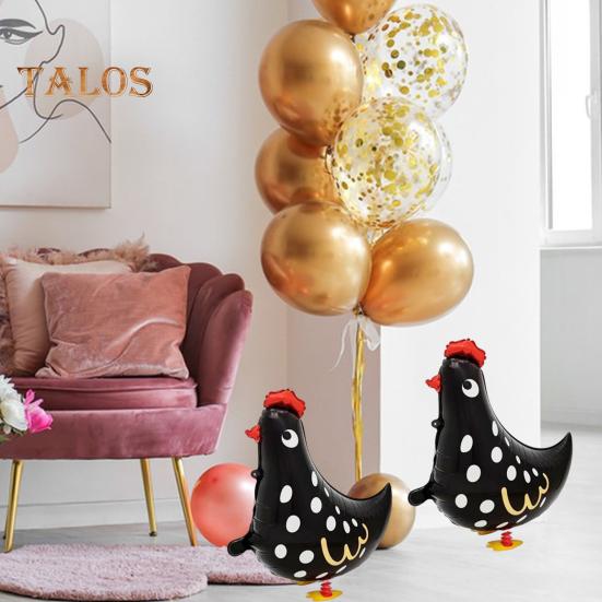 6 шт. ходячих воздушных шаров в виде цыплят, белые, черные, латексные воздушные шары в виде цыплят, стоящие сельскохозяйственные животные, украшение для вечеринки по случаю дня рождения, детского душа