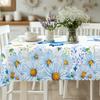 1 шт. Круглая и прямоугольная скатерть с принтом в виде ромашек и бабочек, различных размеров, весенне-летний цветочный дизайн, скатерть для кухни