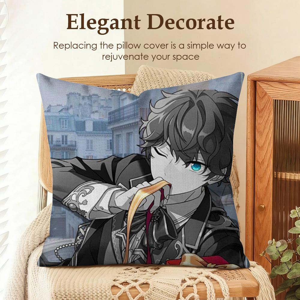 Мультяшная наволочка EEnsemble Stars Натуральный лен Органическая ткань Двусторонняя печать Диван Домашний декор Подарок Наволочка