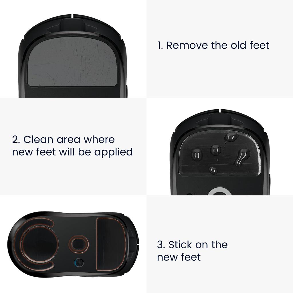 kwmobile Mouse Feet Compatible with SteelSeries Rival 3 Mouse Sole Replacement Sticker Reinforced Slip Black -