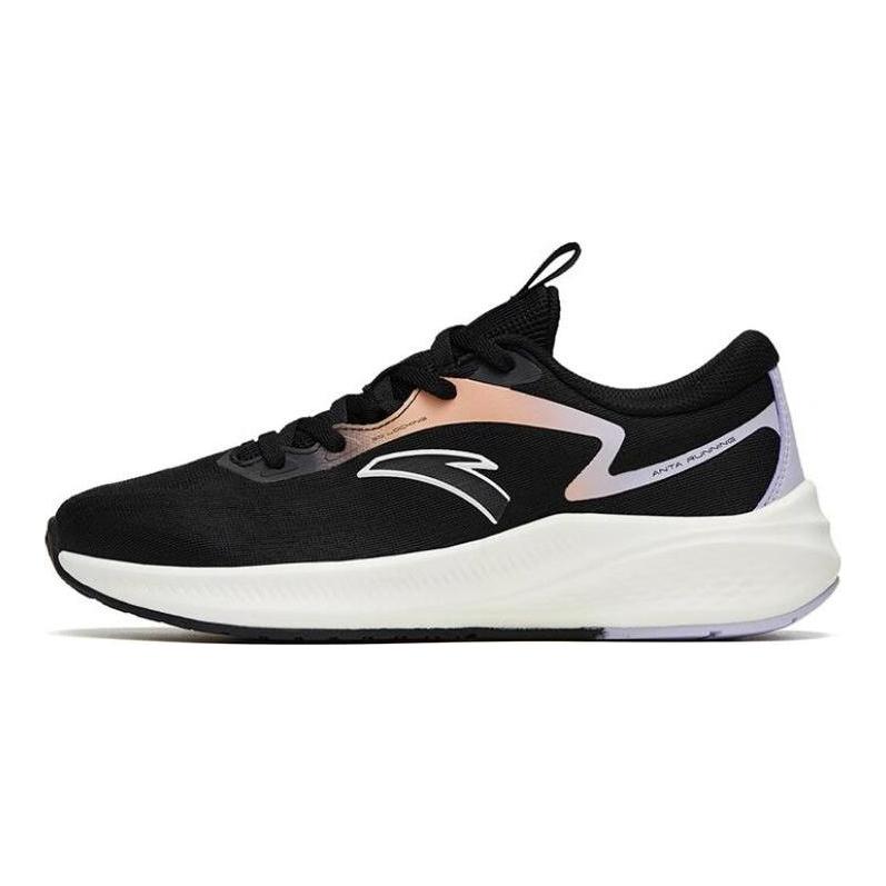 Anta Road Run Cushioning Slip Resistant Abrasion Resistant Low top Running Shoes Women's Black Purple 922315519-4