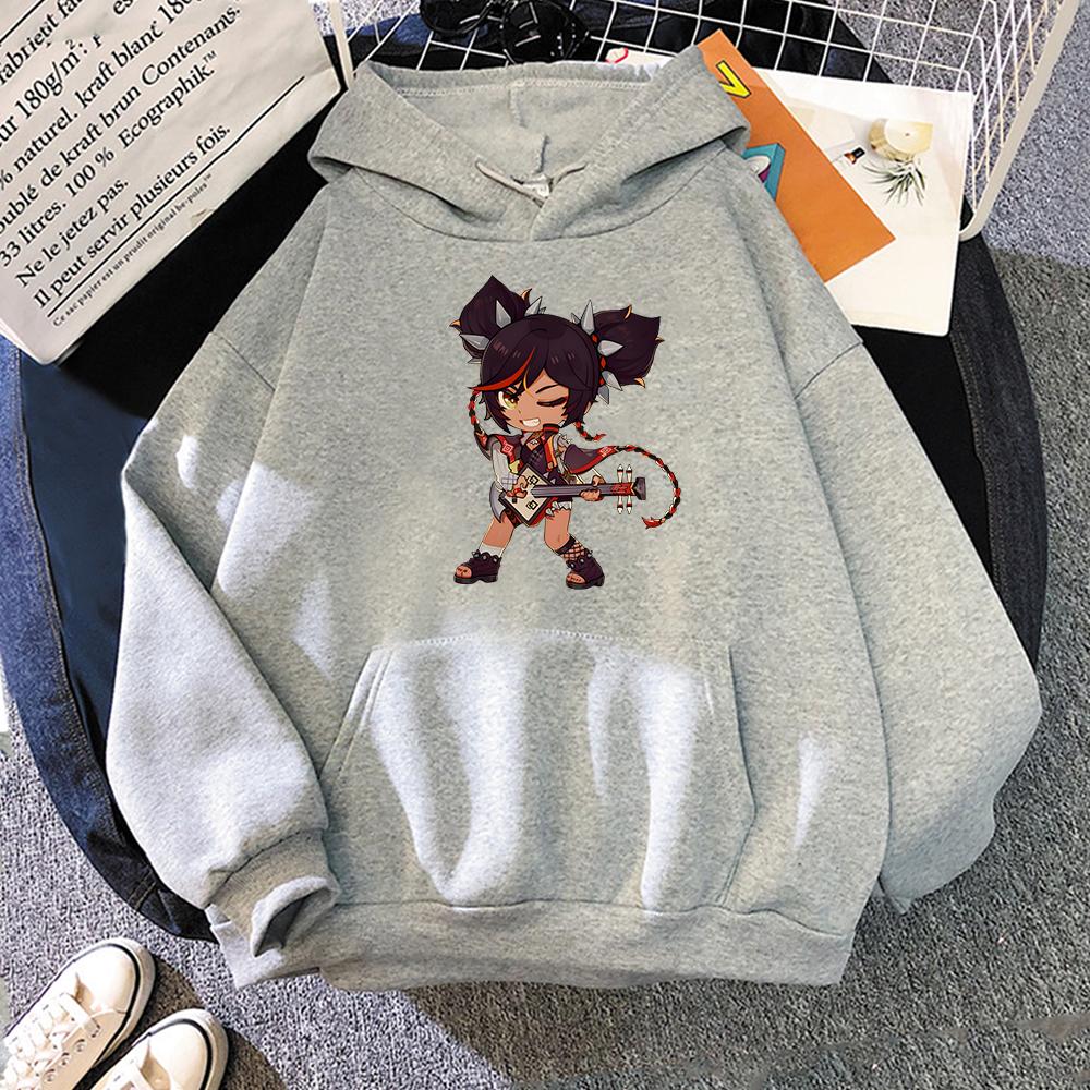 Harajuku Xinyan genshin Impact Толстовки Мужская/Женская одежда Толстовка с капюшоном в стиле гранж Панк Готика Унисекс Толстовки с круглым вырезом Аниме Уличная одежда Kpop