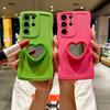 Fashion 3D Heart Mirror Holder Phone Case For Samsung S24 S23 Ultra S22 S21 S20 S23 FE A55 A05 A35 A54 A34 A52 A51 Stand Back Cover Shell