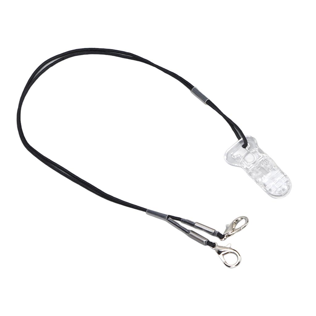 Шнурок для слухового аппарата против потери, черный шнур, прозрачный белый зажим, защитный шнур для слухового аппарата для