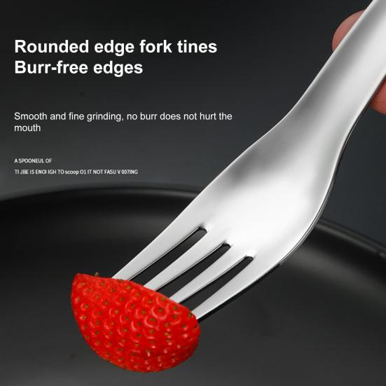 Household Dinnerware Chinese Style Long Handle Portable Food Grade Stainless Steel Student Spoon Fork Home