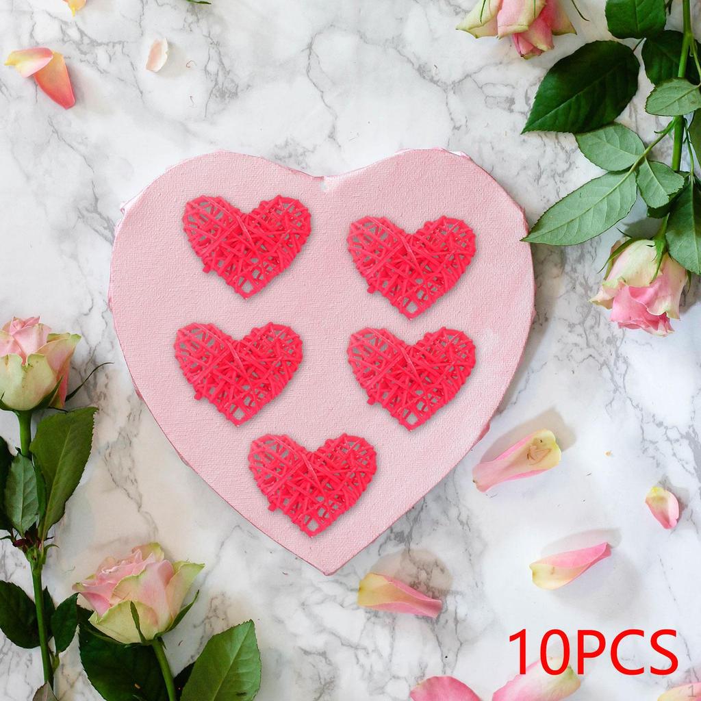 10Pcs Valentine's Day Rattan Heart Pendants, Valentines Decorations for The Home,