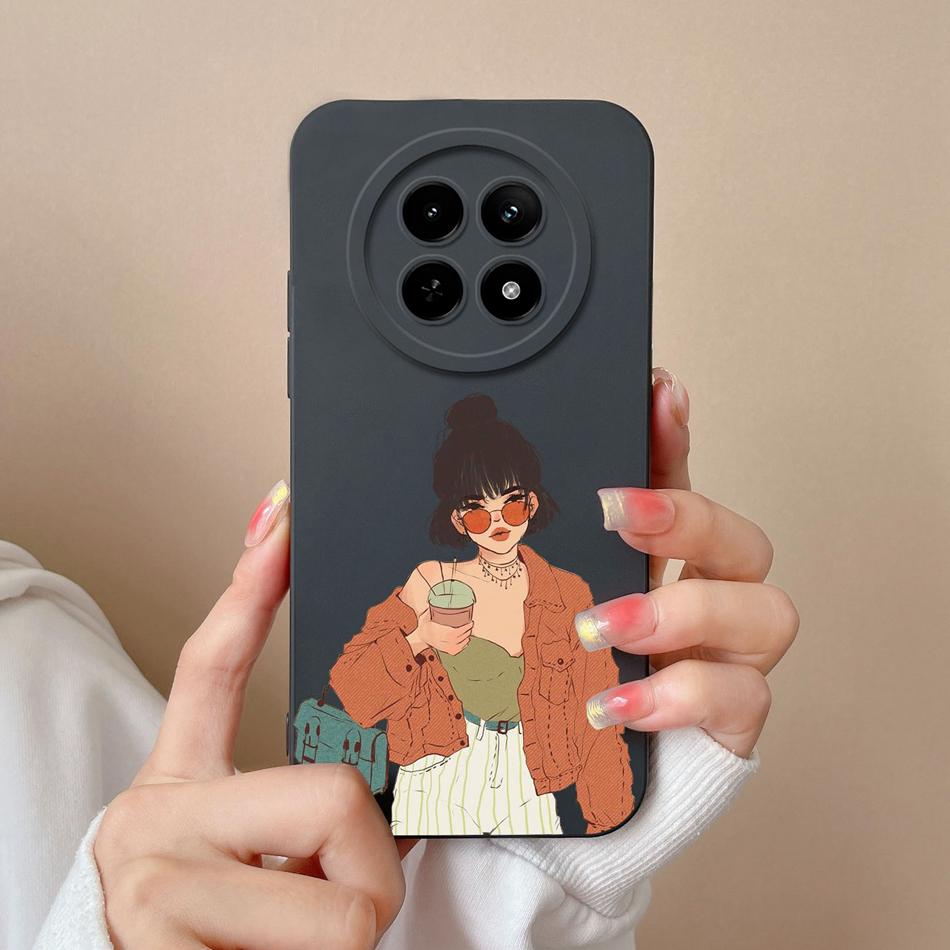 For OPPO Realme 12X 5G Phone Cases Cartoon Liquid Silicone Full Coverage Anti Drop Shell For Realme12 X Back Covers Bumper Funda