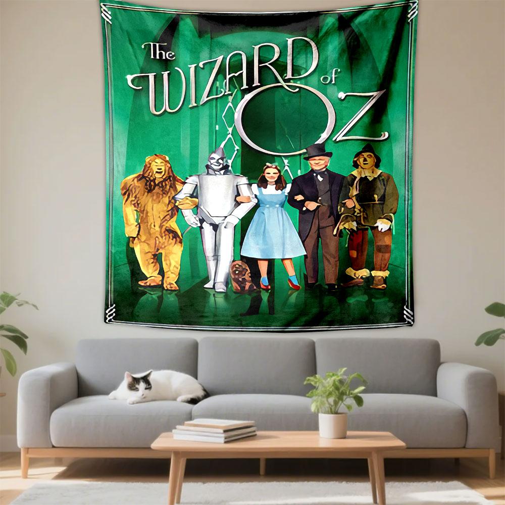 The Wizard of Oz Movie Poster Tapestry Wall Hanging, Dorothy Emerald City Film Art, Retro Wall Decor for Bedroom Living Room Dorm