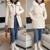BITCED Winter Parka - Women's Relaxed-Fit Mid-Length Cotton Coat with Large Fur Collar