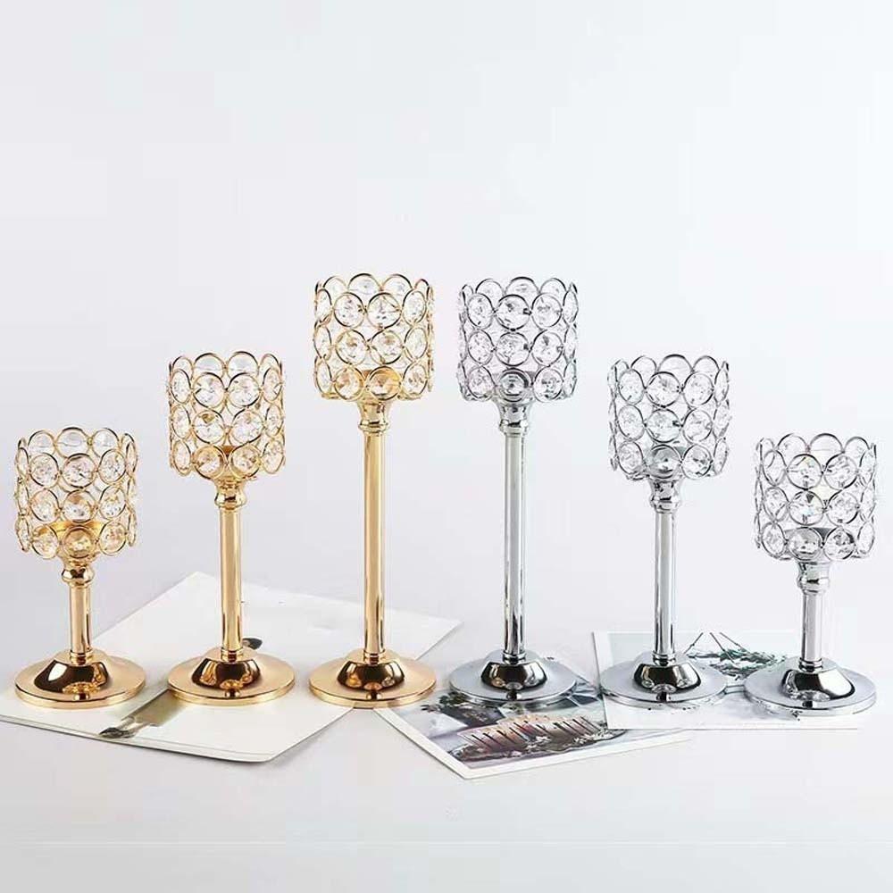 Metal Crystal Candle Holder Hollow Craft Candelabra Wedding Venue Floral Arrangements