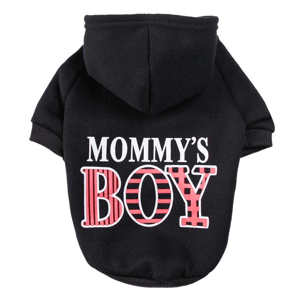 Dog Clothes Hooded Sweatshirt Plus Fleece For Mother And Son With Leash Hole