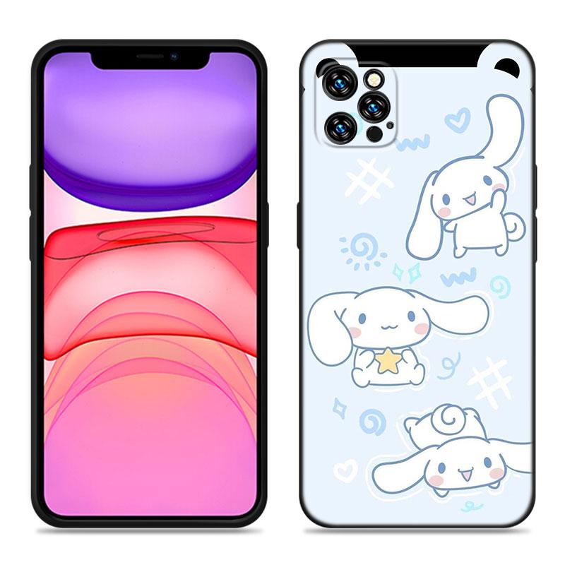 Кавайный чехол Cinnamoroll для Apple iPhone 12 13 Mini 11 14 15 Pro Max 7 8 Plus X XR XS SE 2020 2022 Черный силиконовый чехол