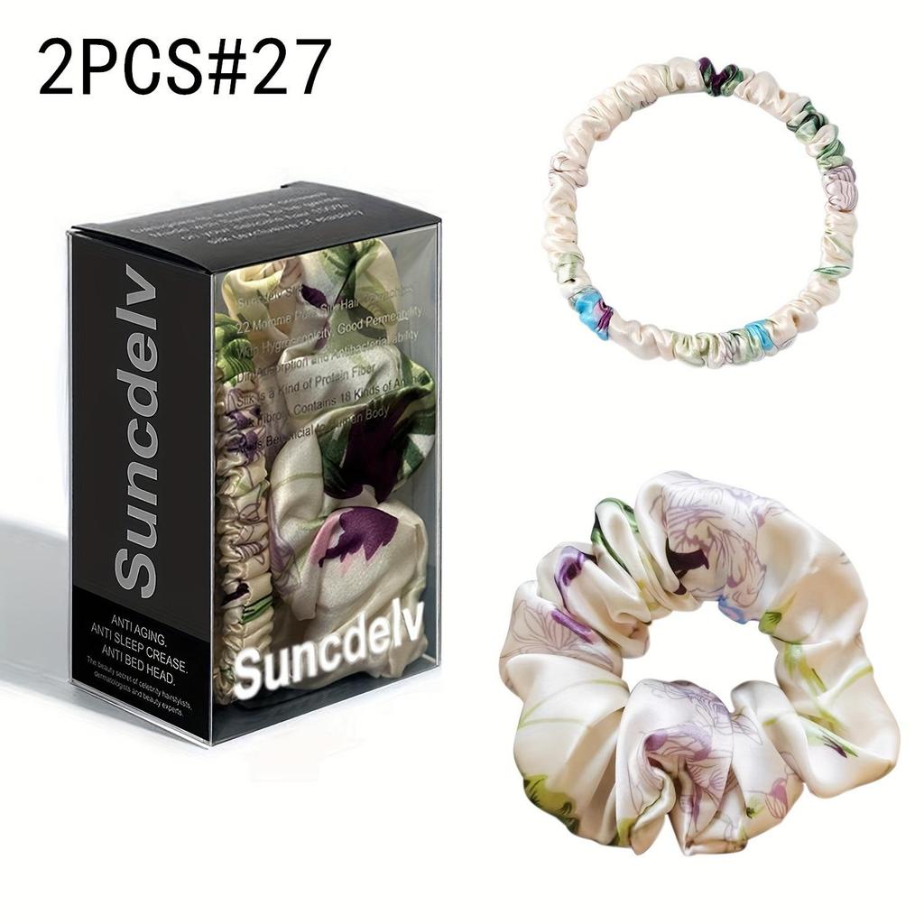 2 шт. 100% натуральный шелк однотонные резинки для волос высокого качества резинки для волос 22Momme женские большие повязки для волос аксессуары для волос маленькие+большие