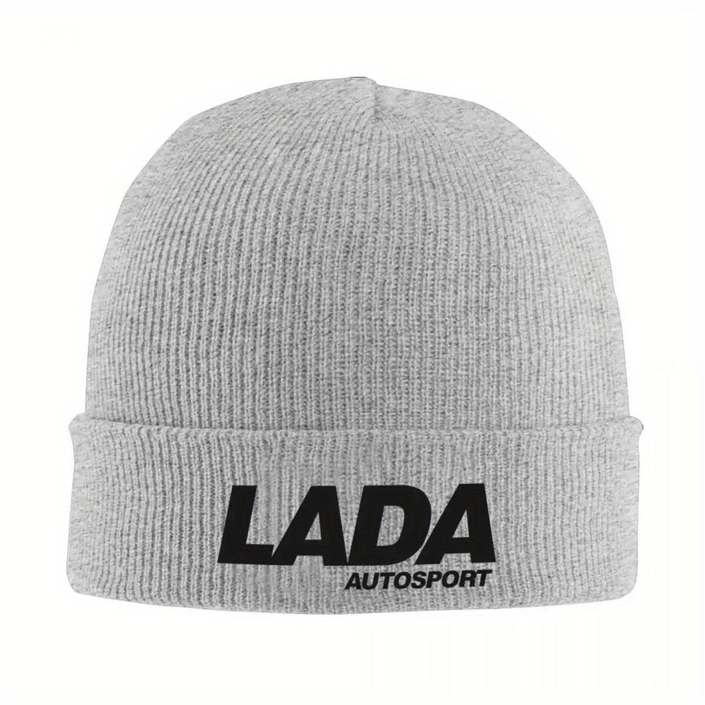 Логотип Lada Autosport (белый) Теплая вязаная шапка Хип-хоп шапка-бини Осень Зима Уличные шапки-бини для взрослых