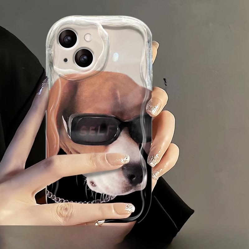 Подходит для чехла для мобильного телефона Apple 14promax, парный, для iPhone 13, милый и крутой, с солнцезащитными очками, кошка и собака, 11/12 Mini, противоударный