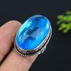 Blue Topaz Gemstone Handmade 925 Sterling Silver Jewelry Ring Size 8 G6u25