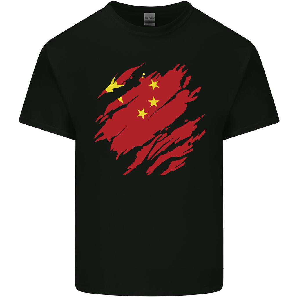 Torn China Flag Chinese Day Football Unisexs Light Cotton Tshirt