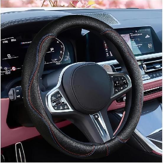 SuperKaKa Car Steering Wheel Cover 2025, Universal Auto PU Cute Breathable Slip-Proof Comfort Imitation Leather Protector Cars Interior Accessories