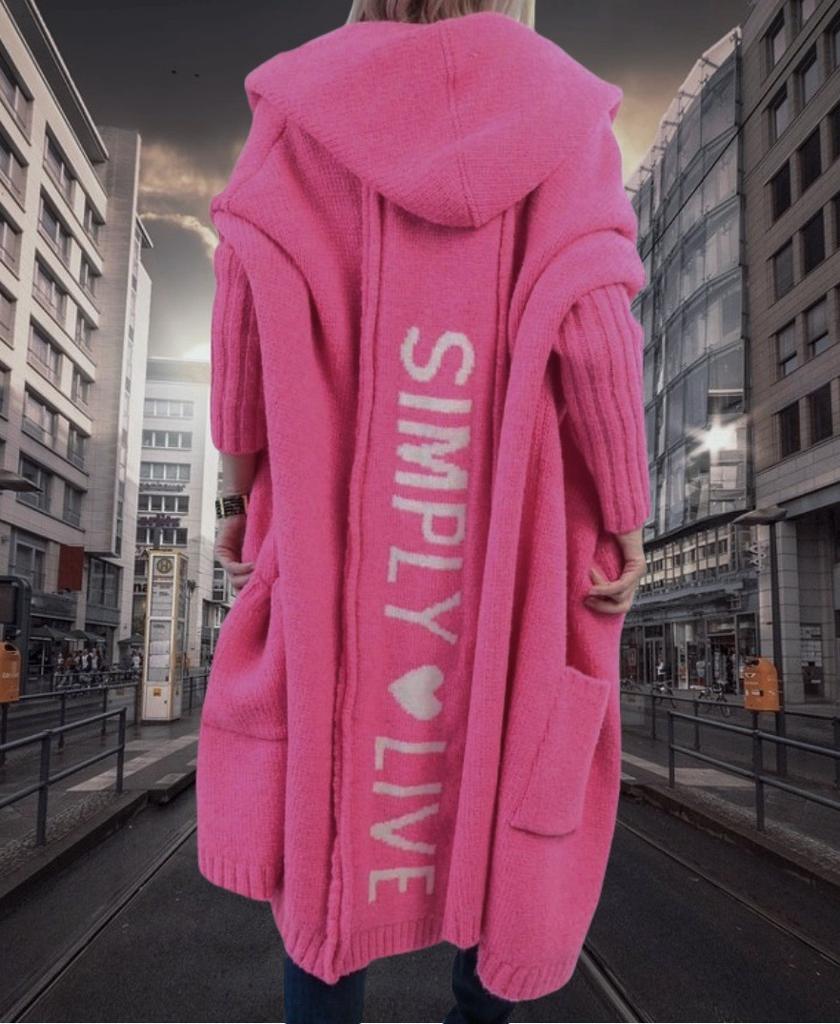 Осенне-зимнее новое свободное вязаное пальто-кардиган средней длины с капюшоном