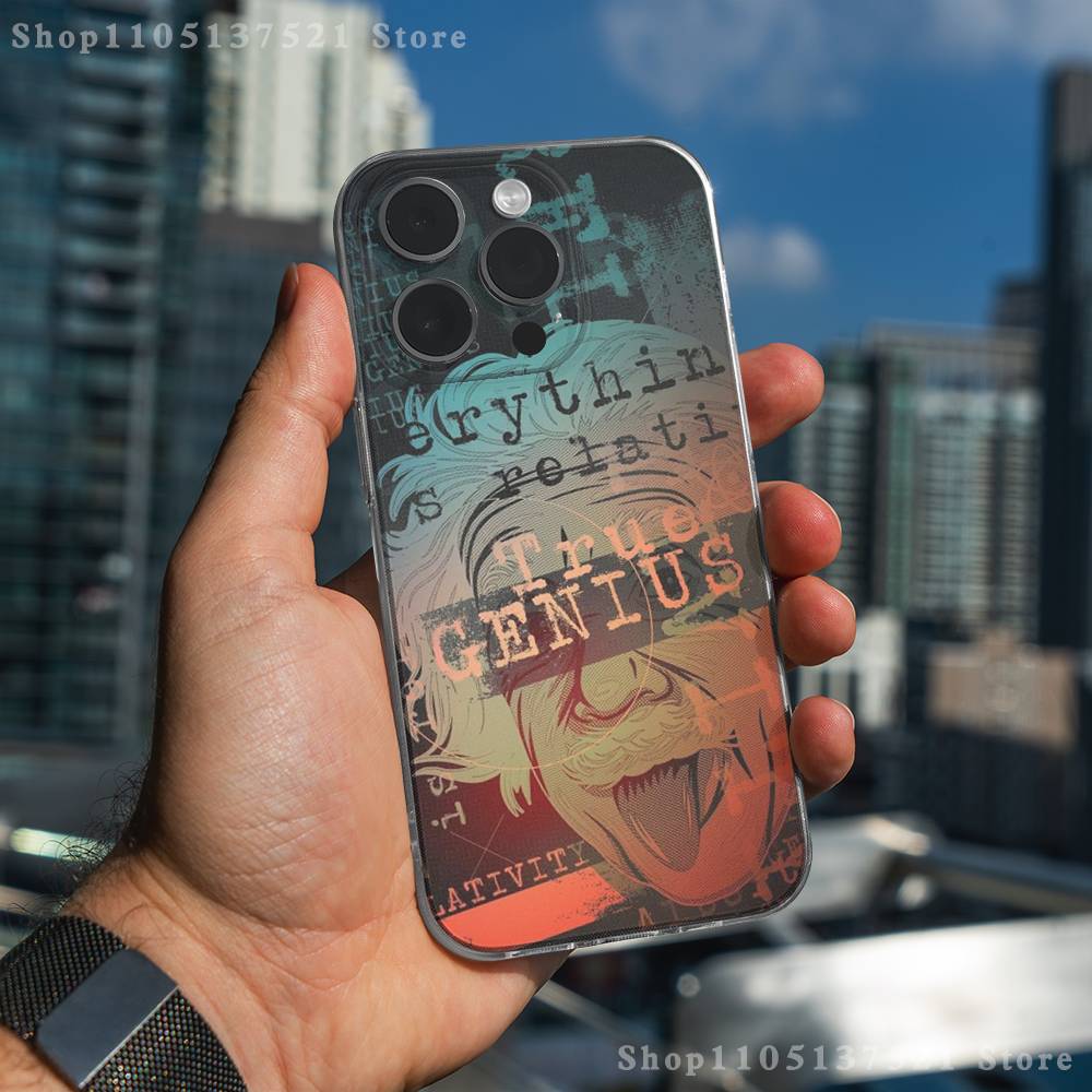 A-Albert E-Einstein Phone Case For iPhone 17,16,15,14,13,12,11 Pro,Max,Plus,X,XS,XR,SE4,E Mini Transparent Soft Cover