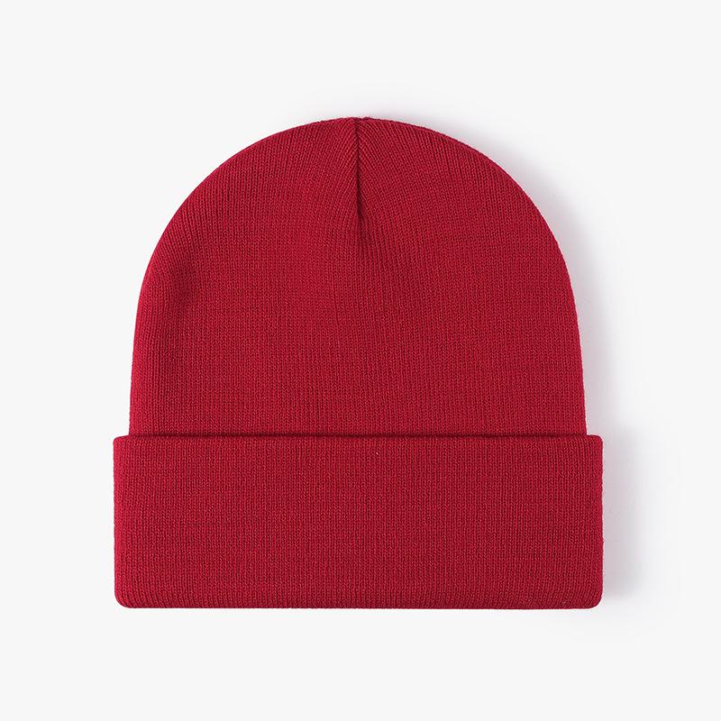 Unisex Winter Warm Ribbed Knitted Hat Acrylic Beanie with Custom Logo Digital Printing Solid Color and Cuffed Design