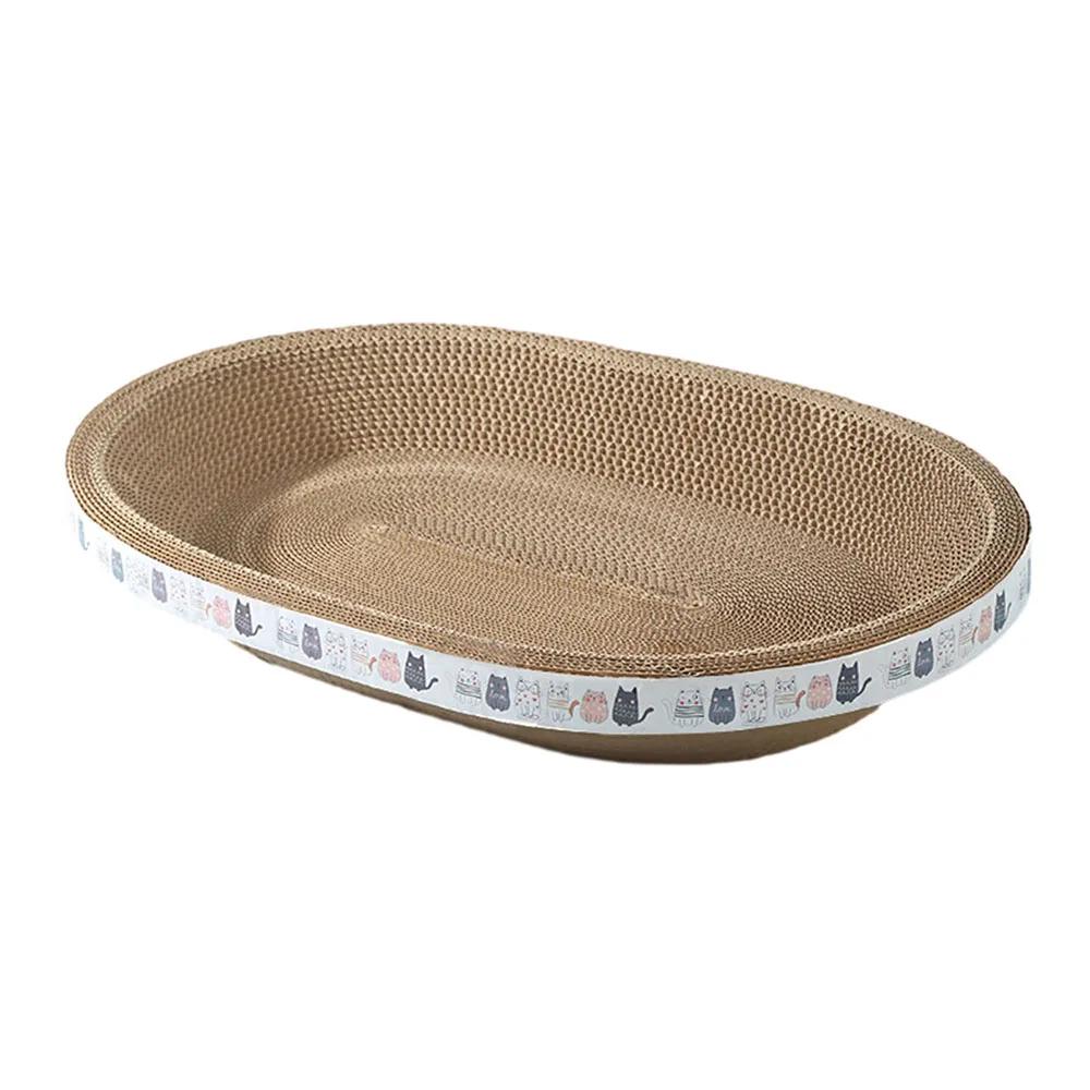 L Size Cat Toys Pet Bed Scratching Board Corrugated Cardboard Bowl Pad Cats Scratcher Toy Oval Grinding Claw Toy Cat Accessories