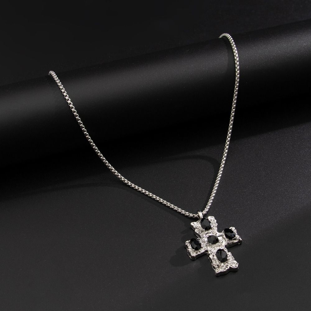 Silver Plated Men Necklace Alloy Link Chain Necklace New Cross Pendant Necklace  Jewelry