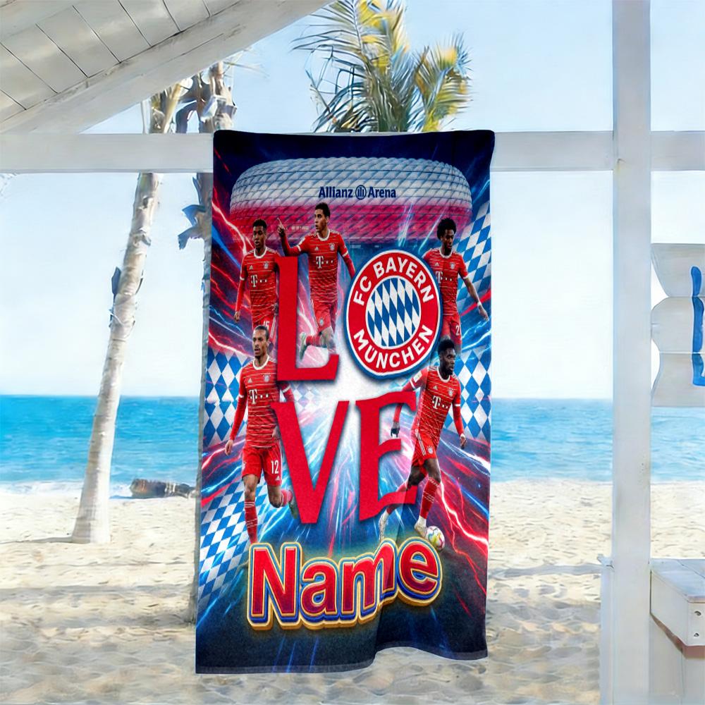 Bayern Munich Crest Customized Name Beach Towel Soft Durable Quick-Dry
