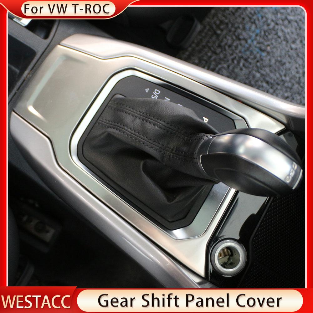 Нержавеющая сталь автомобиля ручка переключения передач панель крышка наклейка отделка для Volkswagen VW Troc T-Roc 2018 2022