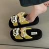 Модные универсальные милые кошачьи кошачьи толстоподошвенные шлепанцы на один палец женские летние с бантом для девочки носить на плоской подошве крутые шлепанцы