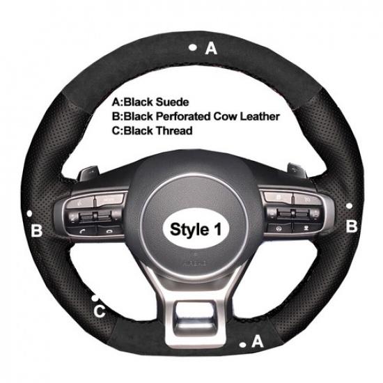 DIY Suede Car Steering Wheel Cover For Kia K5 GT GT-Line Sedan