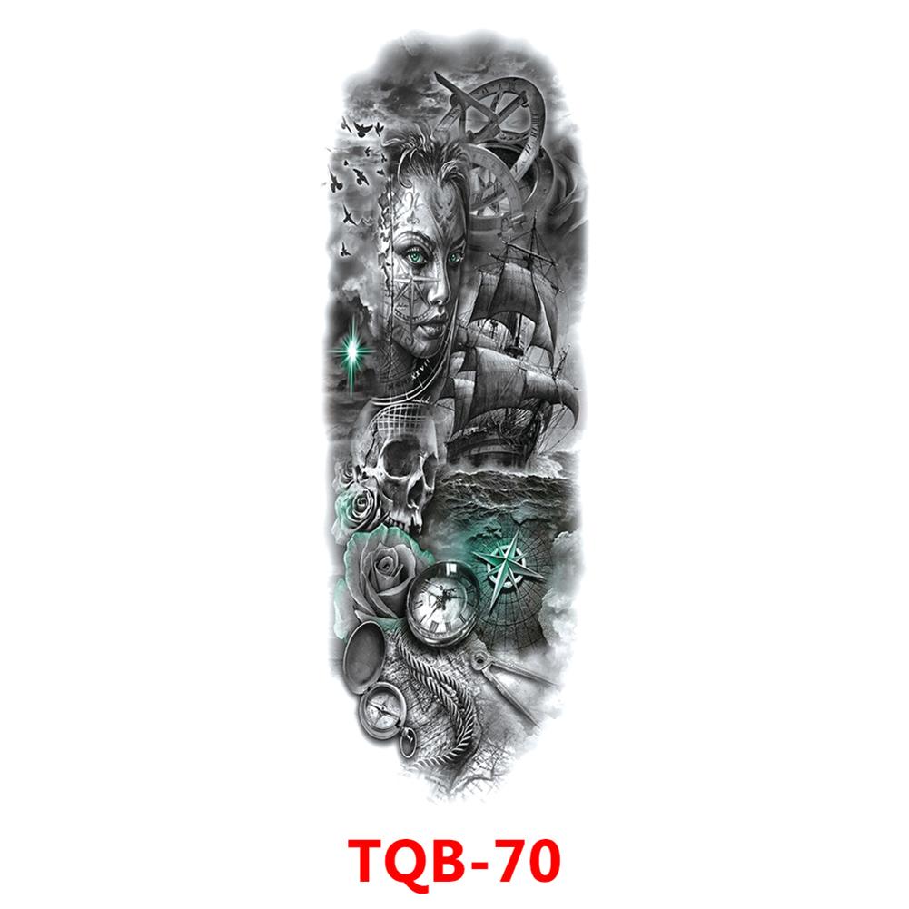 Татуировки с большим рукавом, львиной короной, скелетом, розой, водонепроницаемая временная татуировка, наклейка, дикий волк, тигр, мужская и женская тотемная тату