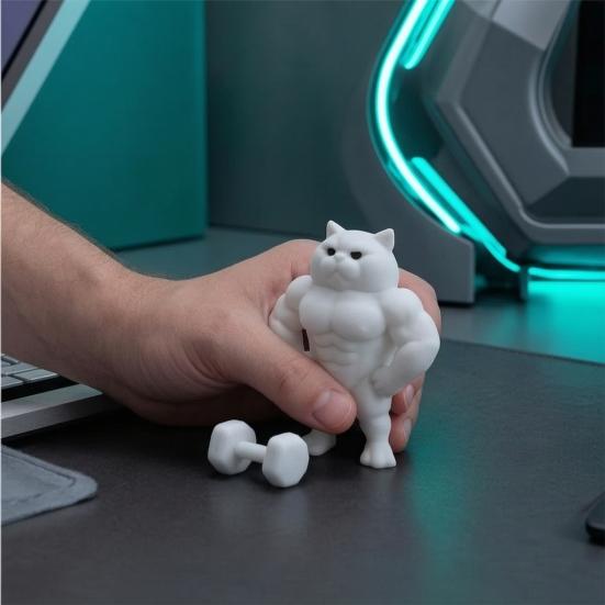 Статуэтка Мускулистый Кот, 3D-печатная стоячая фигурка мускулистого кота, Забавная причудливая фигурка котенка, Настольное украшение для гостиной, спальни, офисного стола, шкафа