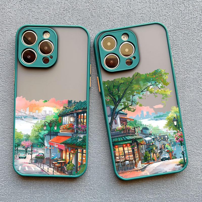 Dazzling Anime Street View Scenery Phone Case for IPhone 13 12 11 Pro Max Mini 16 15 14 Max Plus 7 8 Plus SE2 X XR X Back Cover