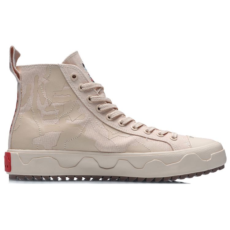 Li Ning CF Повседневные высокие кроссовки для скейтбординга Унисекс Кроссовки струящиеся-песочно-желтые AGCR173-1