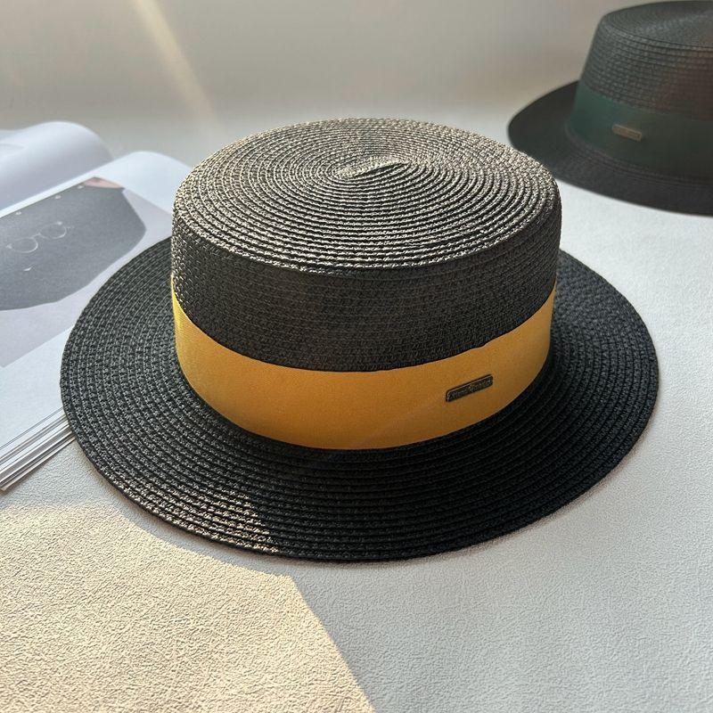 New hat women's spring and summer flat top top hat adjustable French British sunshade sunscreen travel versatile seaside
