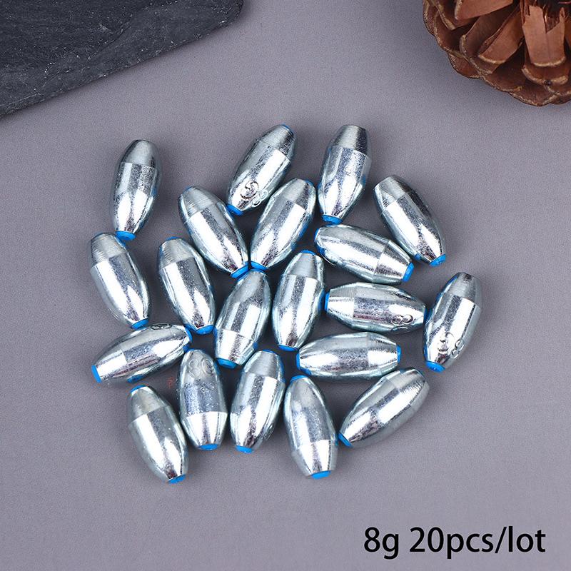 20Pcs Alloy Carbon Steel Hollow Olive Fishing Sinkers Assorted Weights 3g-10g Pack of 8 Fishing Accessories
