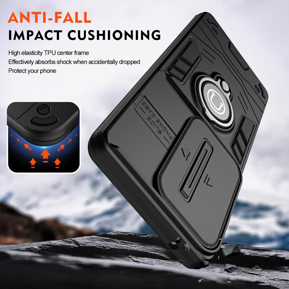 KEYSION Противоударный защитный чехол для Samsung S25 Ultra 5G Slide Camera Защитное кольцо-подставка для телефона Чехол для Galaxy S25+ S25 Ultra