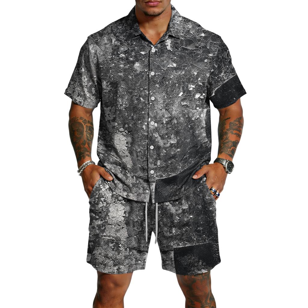 Men's Casual Lightweight Breathable Short-Sleeve Shirt And Shorts Set