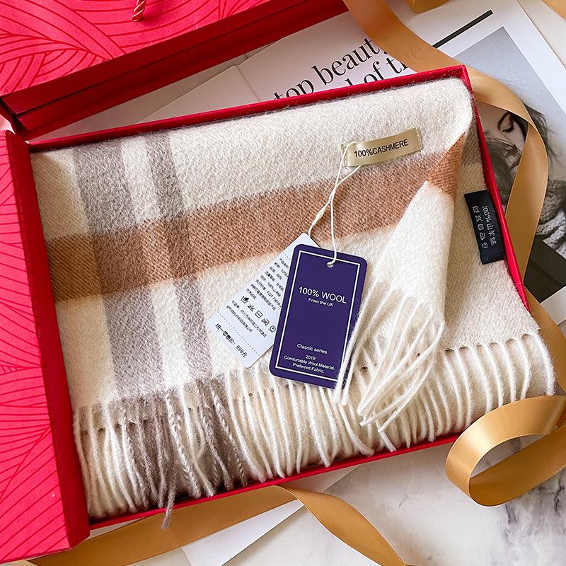 Hokkaido Pure Cashmere Couple Plaid Scarf Winter Women's Warm High-end Scarf Men