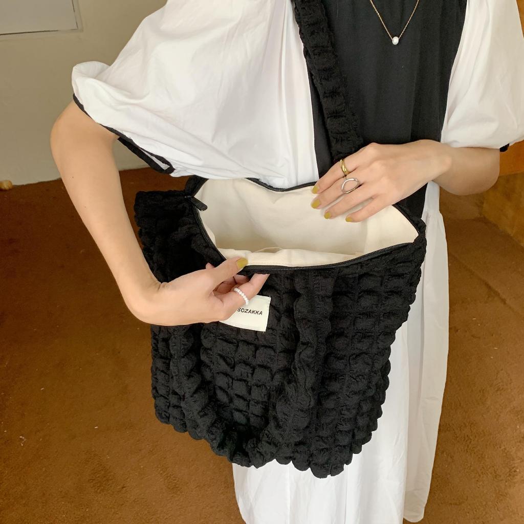 Японская холщовая сумка через плечо с облачным пузырчатым цветочным принтом для студенток