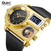 Oulm Large Dial Quartz Watch Leather Sports Casual Men's Watch Gold Men's Watch Fashion Cool Watch