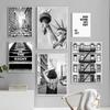 Modern New York London Paris City Landmark Landscape Wall Art Canvas Painting Black White Poster Print Pictures Home Room Decor